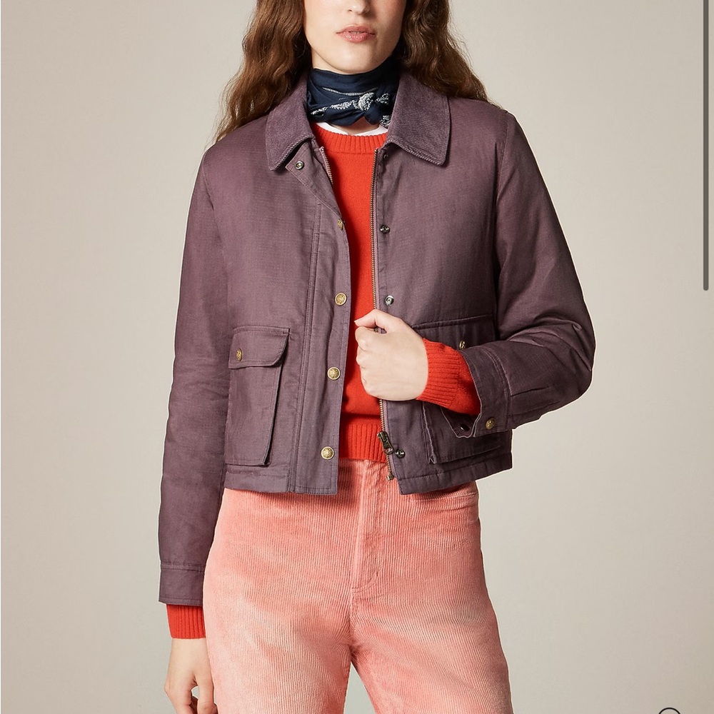 Jcrew Cropped Barn Jacket in ripstop cotton Gothic Shadow XXS